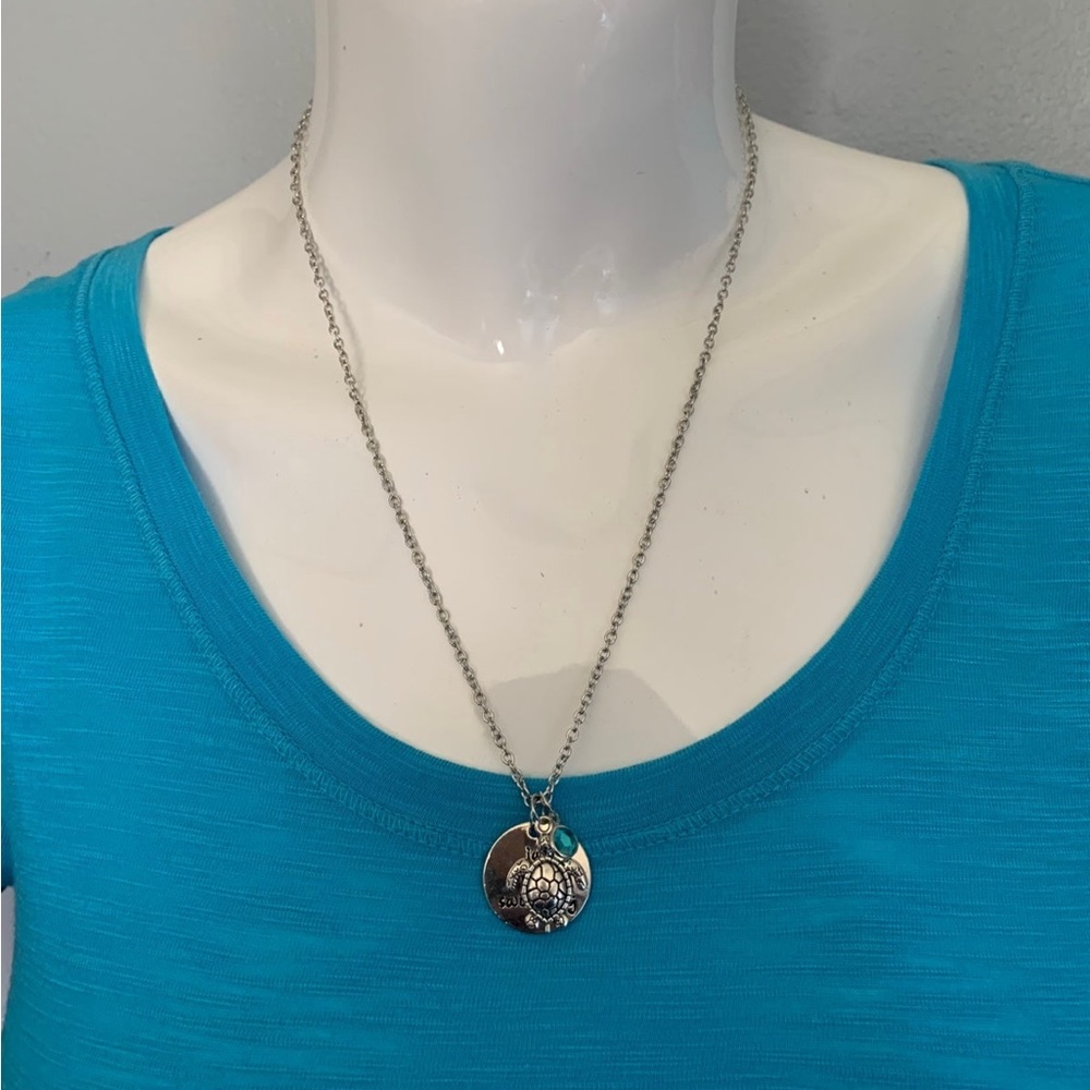 Just Keep Swimming Turtle Necklace - Picture 4 of 6